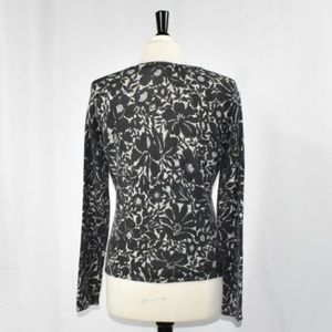 Sarah Spencer Sweaters - Lambs Wool & Angora Black Floral Cardigan MEDIUM Sarah Spencer Sweaters - Lambs Wool & Angora Black Floral Cardigan MEDIUM